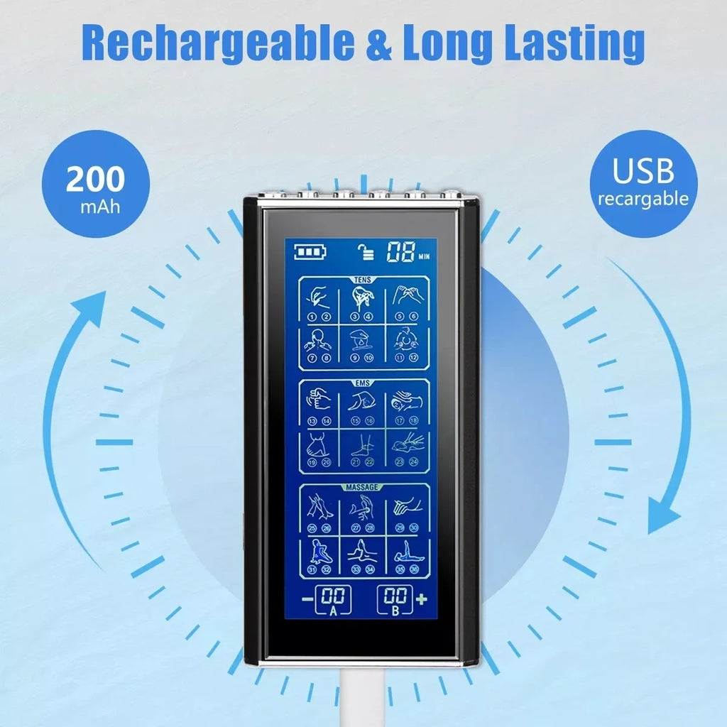 Professional Electric Body Massager 36 Modes Tens Unit EMS Muscle Electrostimulator Neck Back Foot Hand Leg Relax Pain Relief