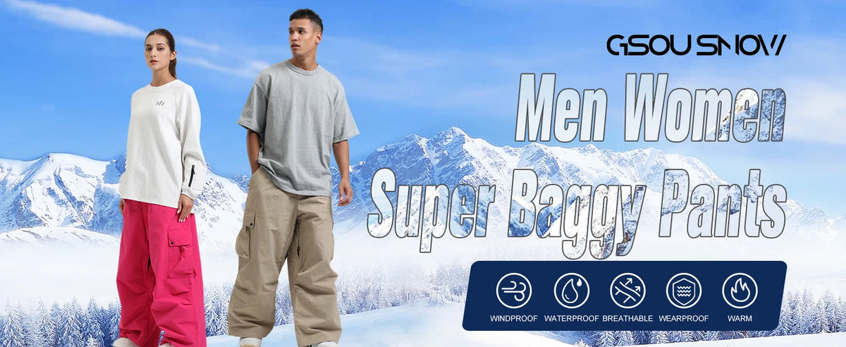 GSOU SNOW 2025 Loose Skiing Pants Snowboard Sport Trousers Outdoor Waterproof Windproof Ski Wear Winter Warm Female Ski Britches
