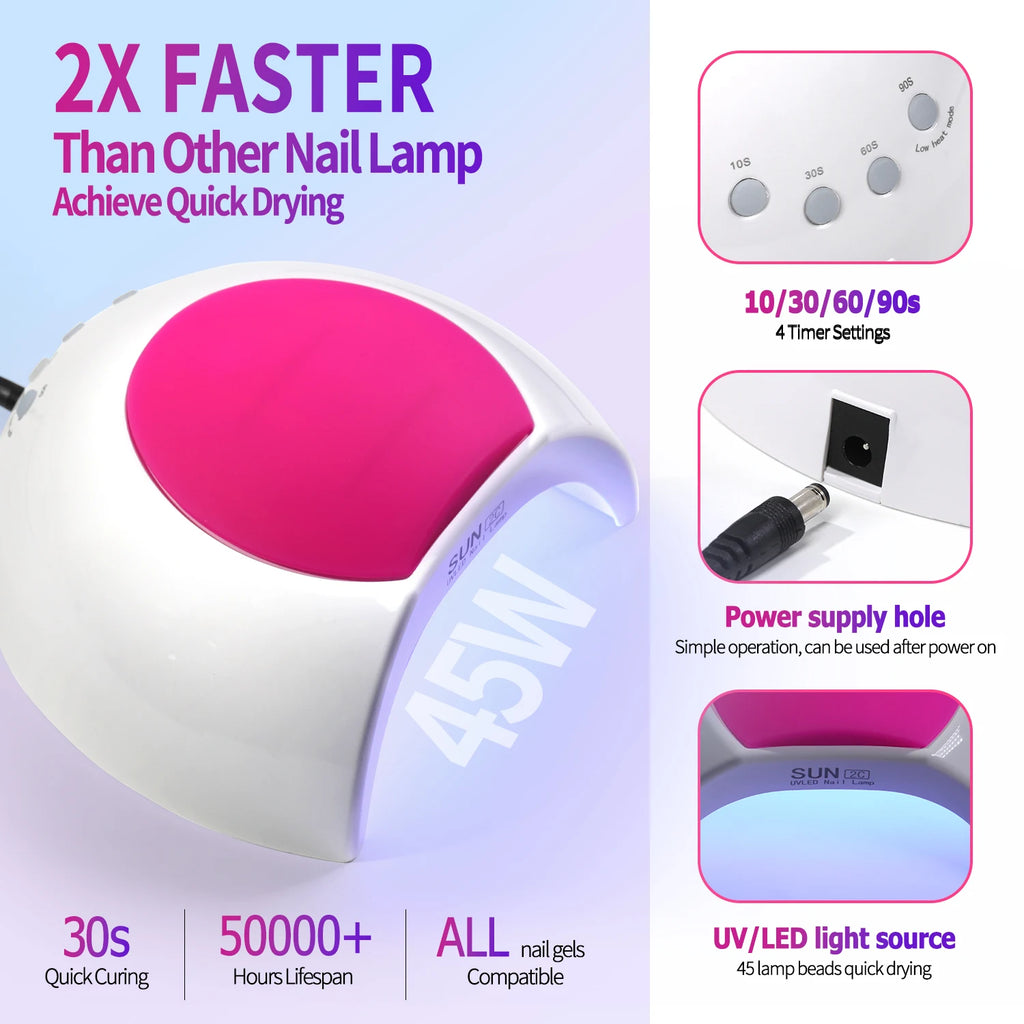 YIKOOLIN SUN2C 48W UV Nail Lamp Gel Polish Dryer LED Manicure Pedicure Light Nail Art Machine for Salon Use