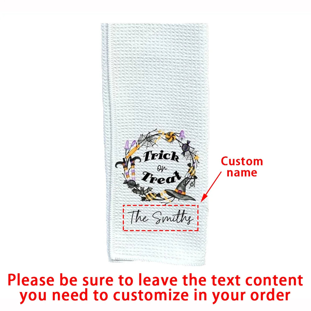 Custom 1Pcs Halloween Theme Dish Towel Tea Towel Halloween Kitchen Decor Fall Gift for Mom Dish Towel Party Table Accessories
