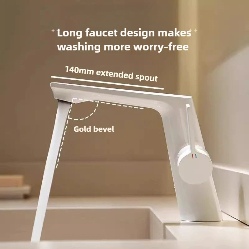 Modern Bathroom Sink Faucet Brass white or brushed gold gray Single Handle Deck Mounted Wash Basin Water Tap Hot And Cold Mixer