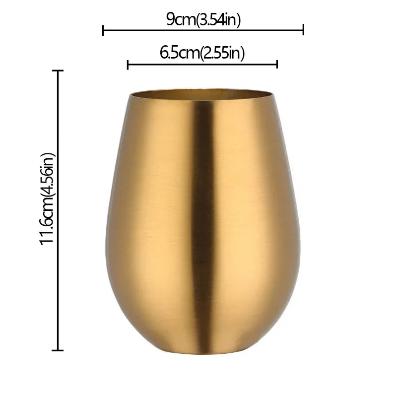 500ml Stainless Steel Single Layer Titanium Plating Wine Glasses Beer Titanium Wine Glasses 500ML Big Belly Water CupBarSupplies