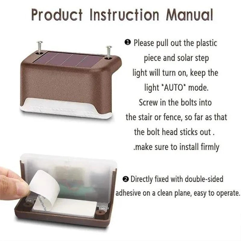 4-12Pcs Solar Deck Lights Outdoor Waterproof LED Fence Lights Step Garden Decorate Lamp for Patio Stairs Railing Pathway