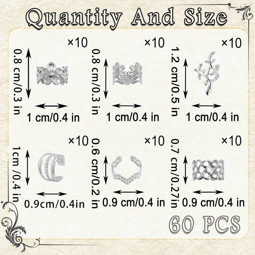 60PCS Hair Jewelry for Braids Gold Braid Clips Style Dreadlock Jewelry Metal Loc Braids Accessories Hair Decoration for Women