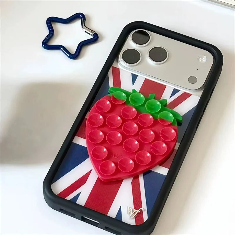 Wildflower Strawberry star Pink Love Heart Silicone Suction Multifunctional Suction Cup Stand Anti-Slip wf Mount Back Sticker﻿﻿