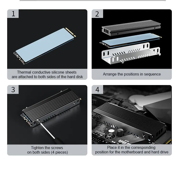 M.2 SSD Heatsink M2 2280 Solid State Hard Disk Aluminum Radiator with Thermal Silicone Pad PS5 Desktop PC NGFF NVME