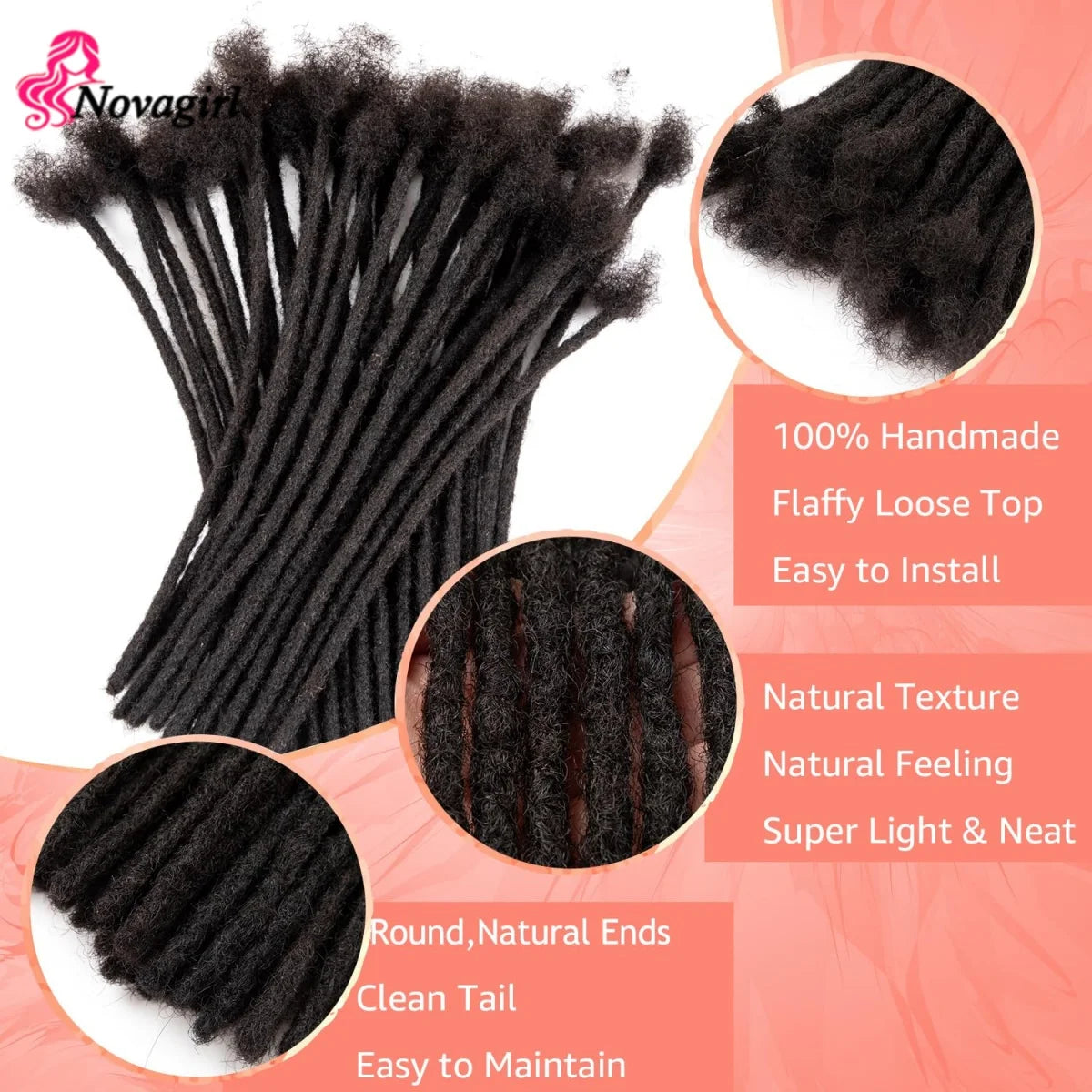 0.2/0.4/0.6/0.8 cm Human Hair Dreadlocks Extensions Brazilian Real Human Hair Locks Extensions Handmade Dreadlocks For Women/Men