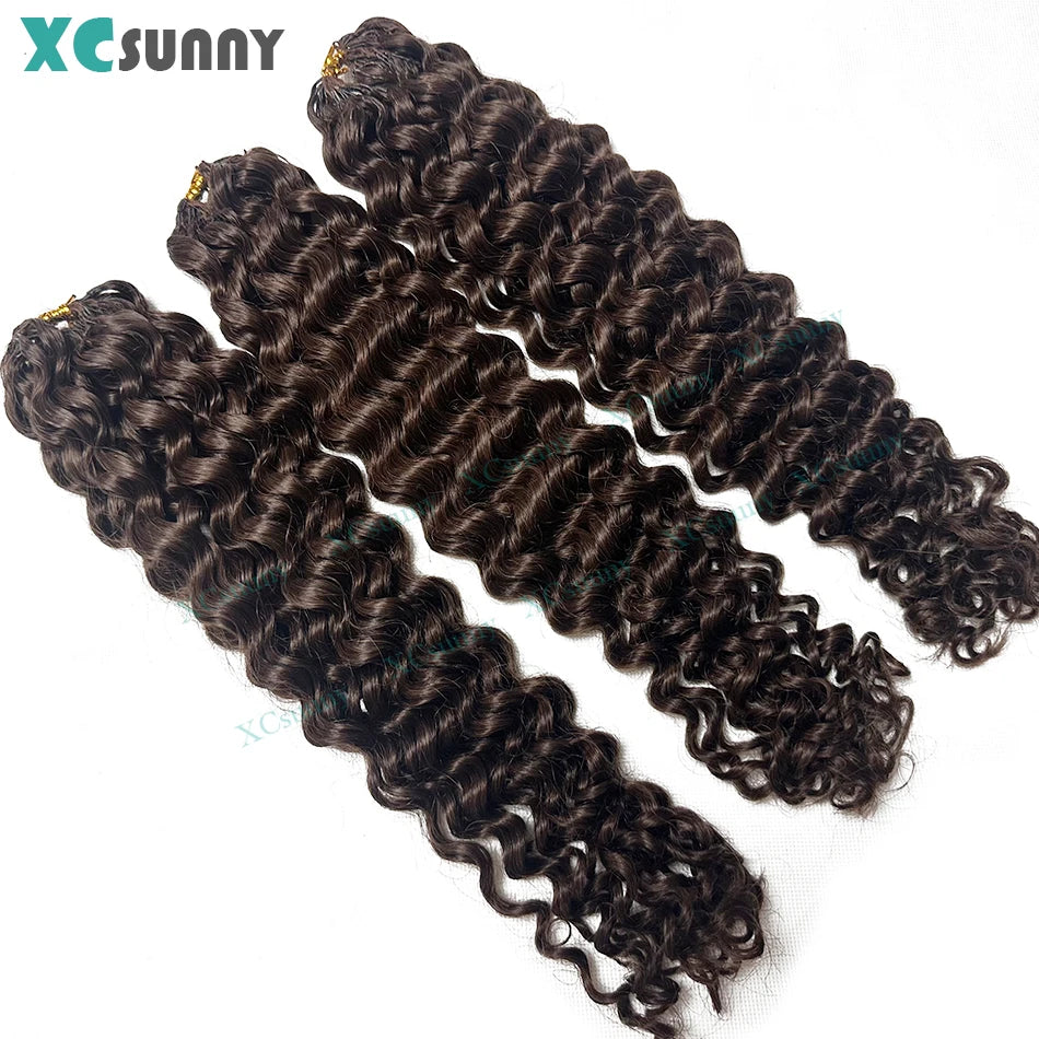 Water Wave Crochet Human Hair Curly Invisible Knotless Crochet Human Hair Extensions With String In The Middle Pre Separated
