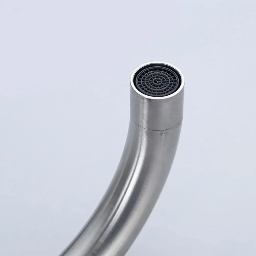 Bathroom Basin Faucet 304 Stainless Steel Sink Mixer Tap Hot Cold Water 2 Holes Deck Mounted Single Handle Faucet NEW