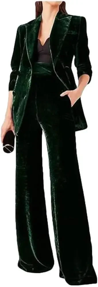 Women's Double Breasted Velvet Suit, 2 Piece Business Meetings and Office wear, Wedding banquets, Dinners and Dances