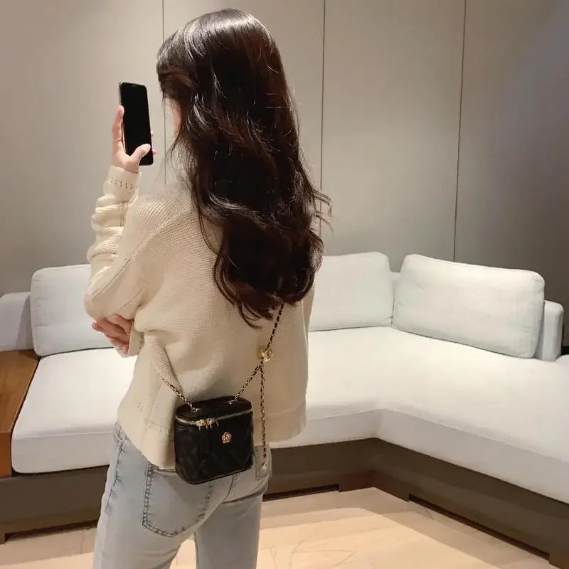 Camellia rhombic chain box small bag women's winter mini shoulder crossbody bag purses and handbags women handbags purses