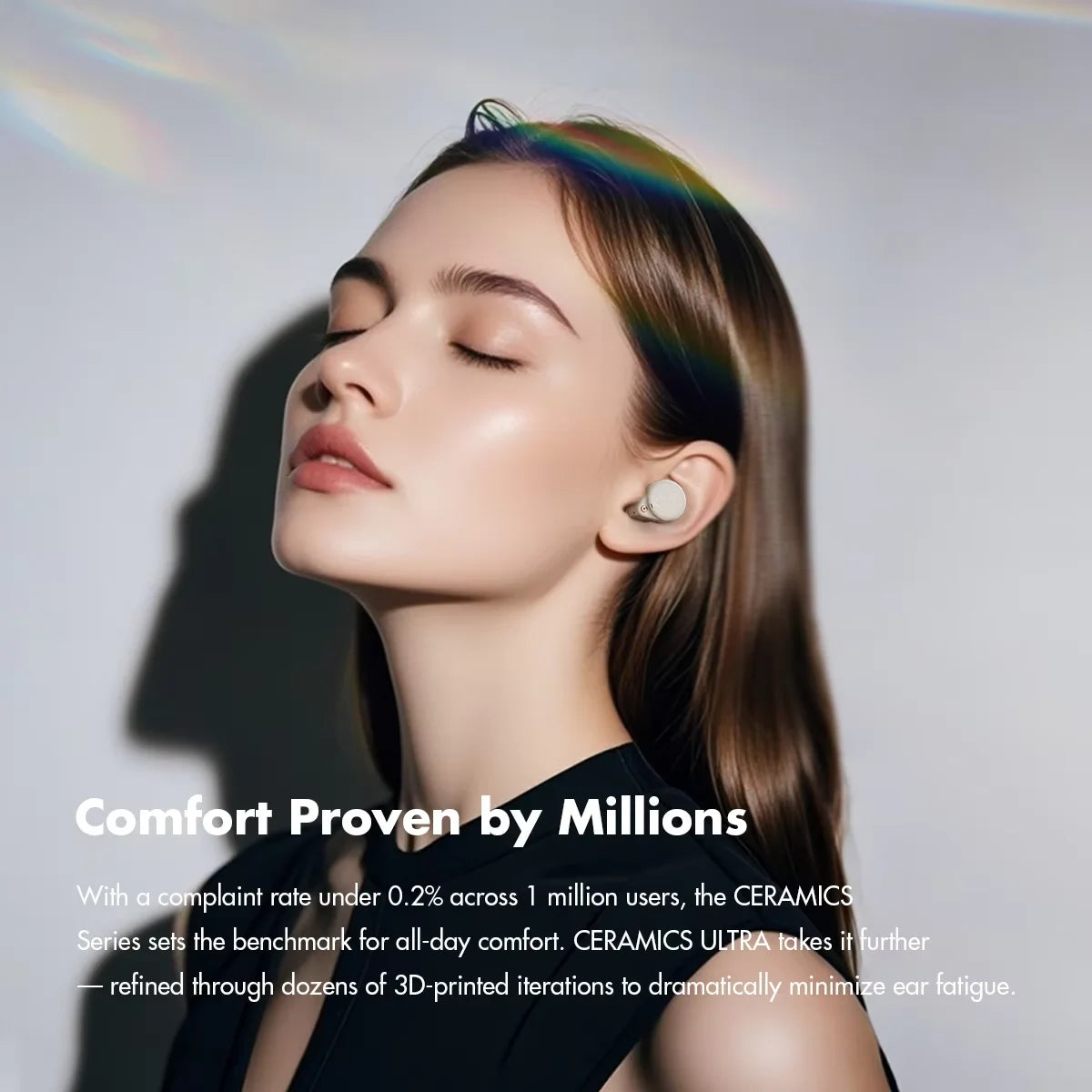ROSESELSA Ceramics Ultra True Wireless Earbuds, Hi-Res LDAC/LHDC Audio, HR+ Planck Driv，50dB Hybrid ANC Earphones,4 Mic AI Call