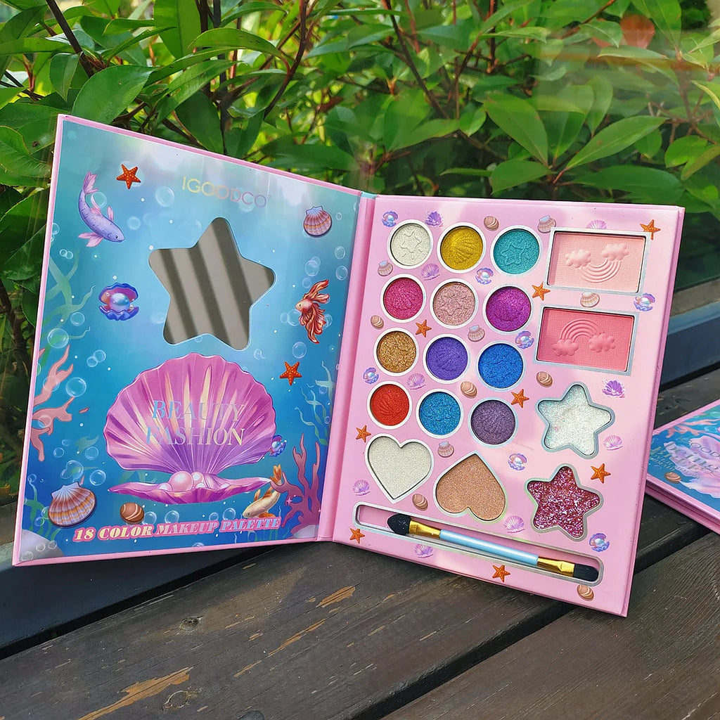 Women's Makeup Eye Shadow Palette,18 Color Cartoon Fashionable Pearlescent Matte Highlights Eyeshadow Palette Eye Makeup Gifts