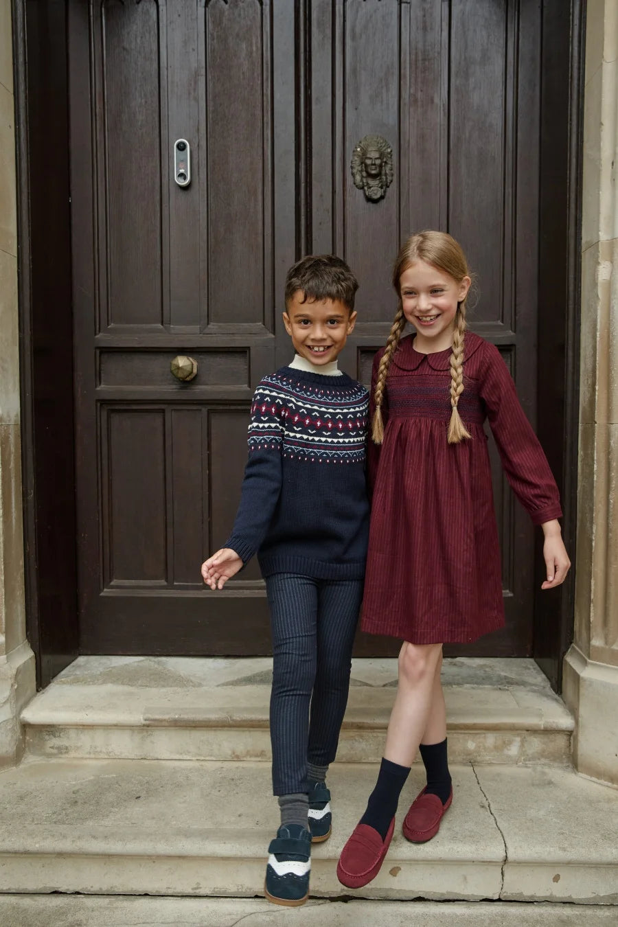 (Ship out in 1 day) AS AW26 ISRAEL Pinstripe Windsor Collection with knitting children clothes shirt