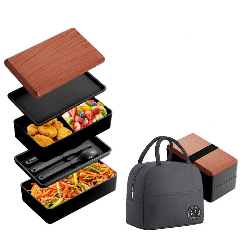 Untior Divided Lunch Box Picnic Microwave Japanese Bento Box Portable Double Layer Food Container For Kids Office Workers