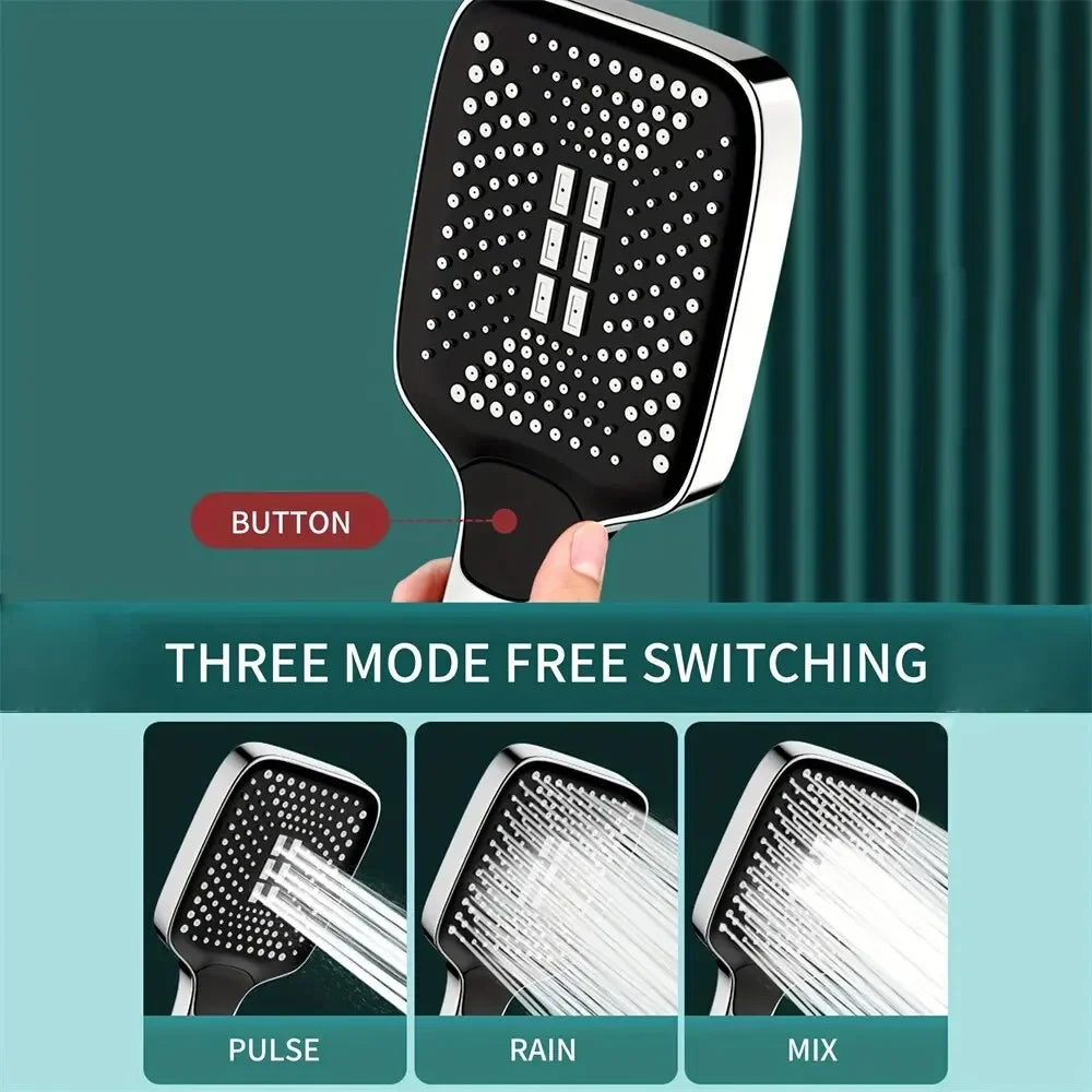 Adjustable Shower Head 4 Mode Rainfall Shower Large Flow Showerhead High Pressure Water Saving Shower Mixer Bathroom Accessories