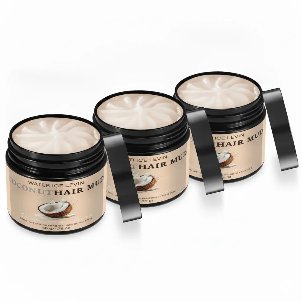 Water Ice Levin Coconut Hair Mud 24H Long Last Medium Strong Hold Water Based Styling Paste 50g