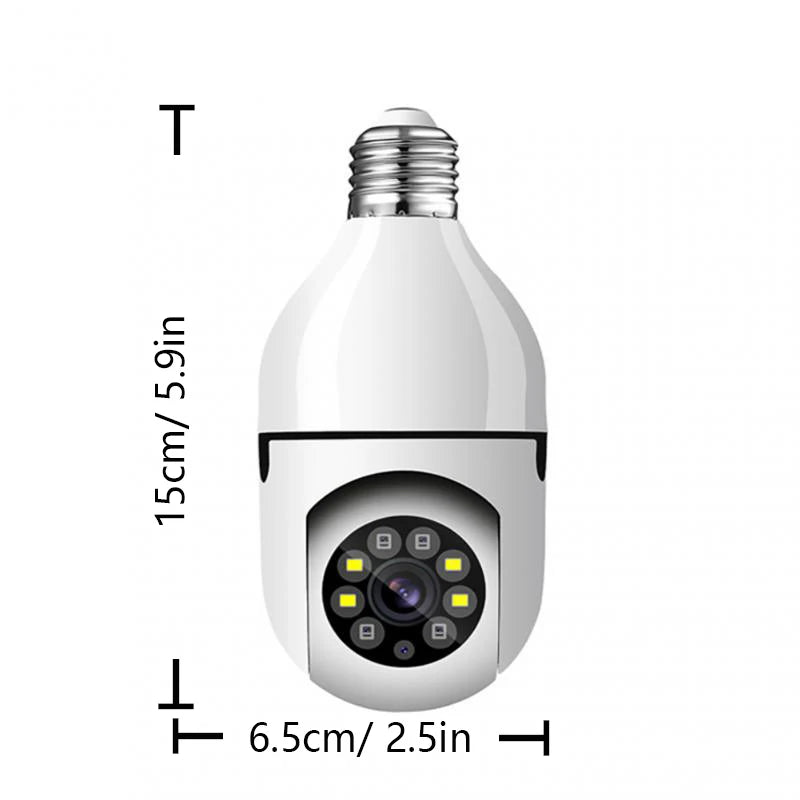 Wifi Mini E27 Bulb IP Camera - Full Color Night Vision + Automatic Human Tracking, Indoor Surveillance Security Monitor