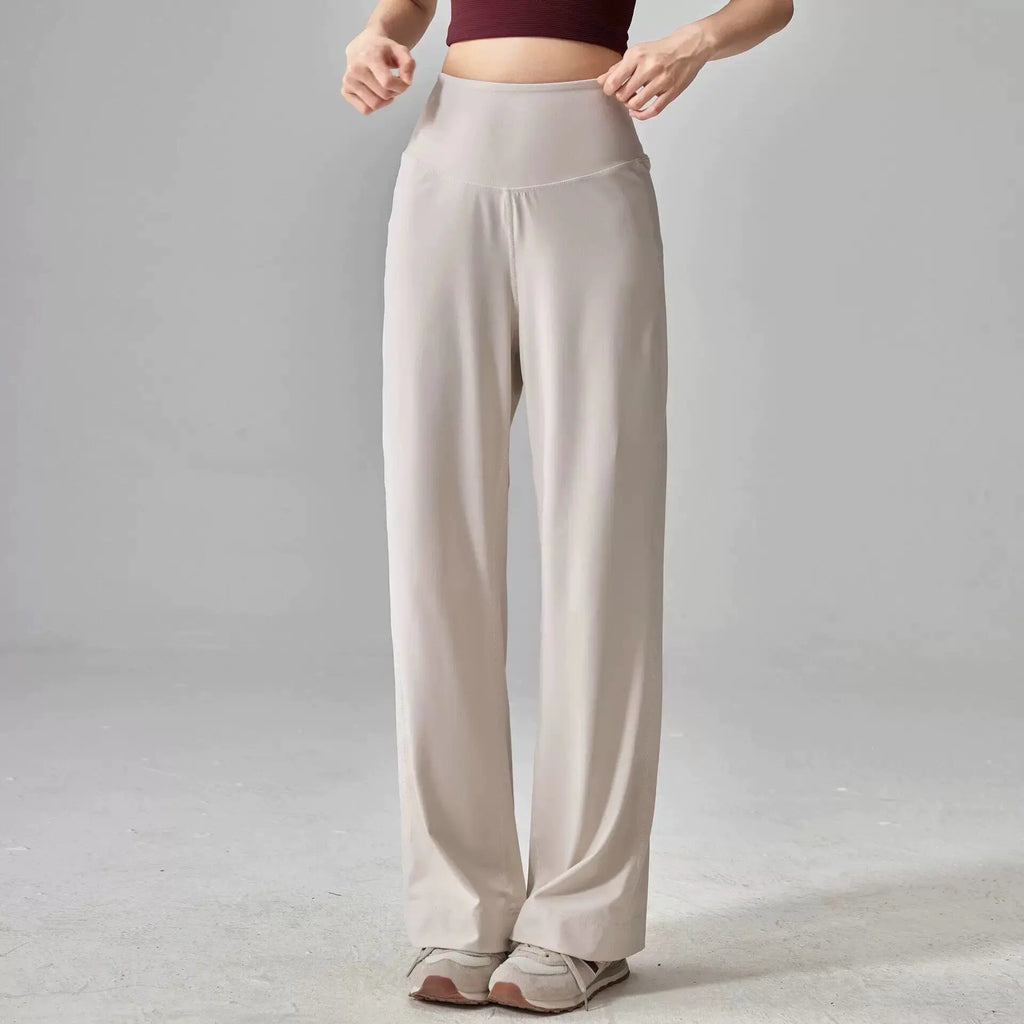Women's High-Waisted Loose Sporty Wide-Leg Pants with Breathable and Casual Fit for Outdoor Wear