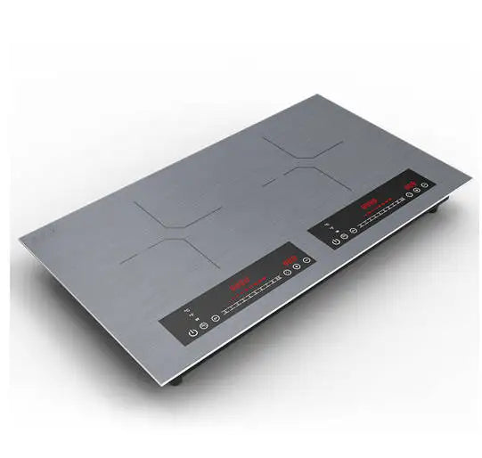 Commercial Built-In Double-Head Electric Cooktop with Crystal Plate 2-Burner Induction Cooker Multi-Function for Pots