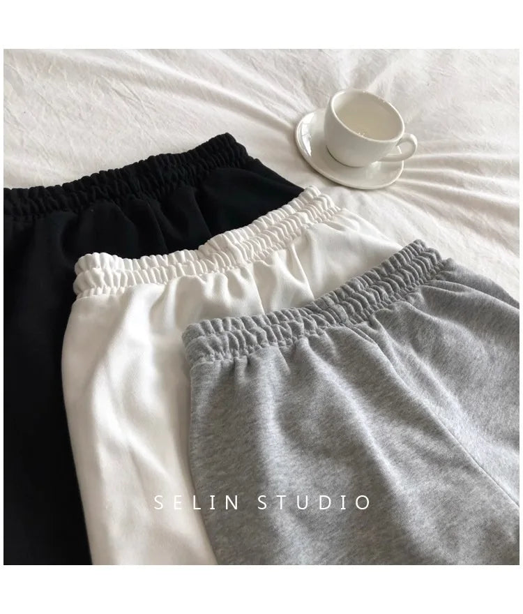 Womens High Waist Sporty Shorts Elastic Waist Loose Fit Versatile Three Quarter Length Hot Pants Summer Outdoor Breathable Short