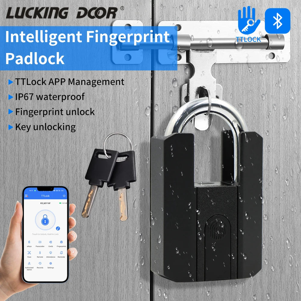 Electronic TTLOCK Fingerprint Padlock Fingerprint Lock App Keyless Biometrics Lock Suit For Suitcases Backpacks Bicycles Lockers