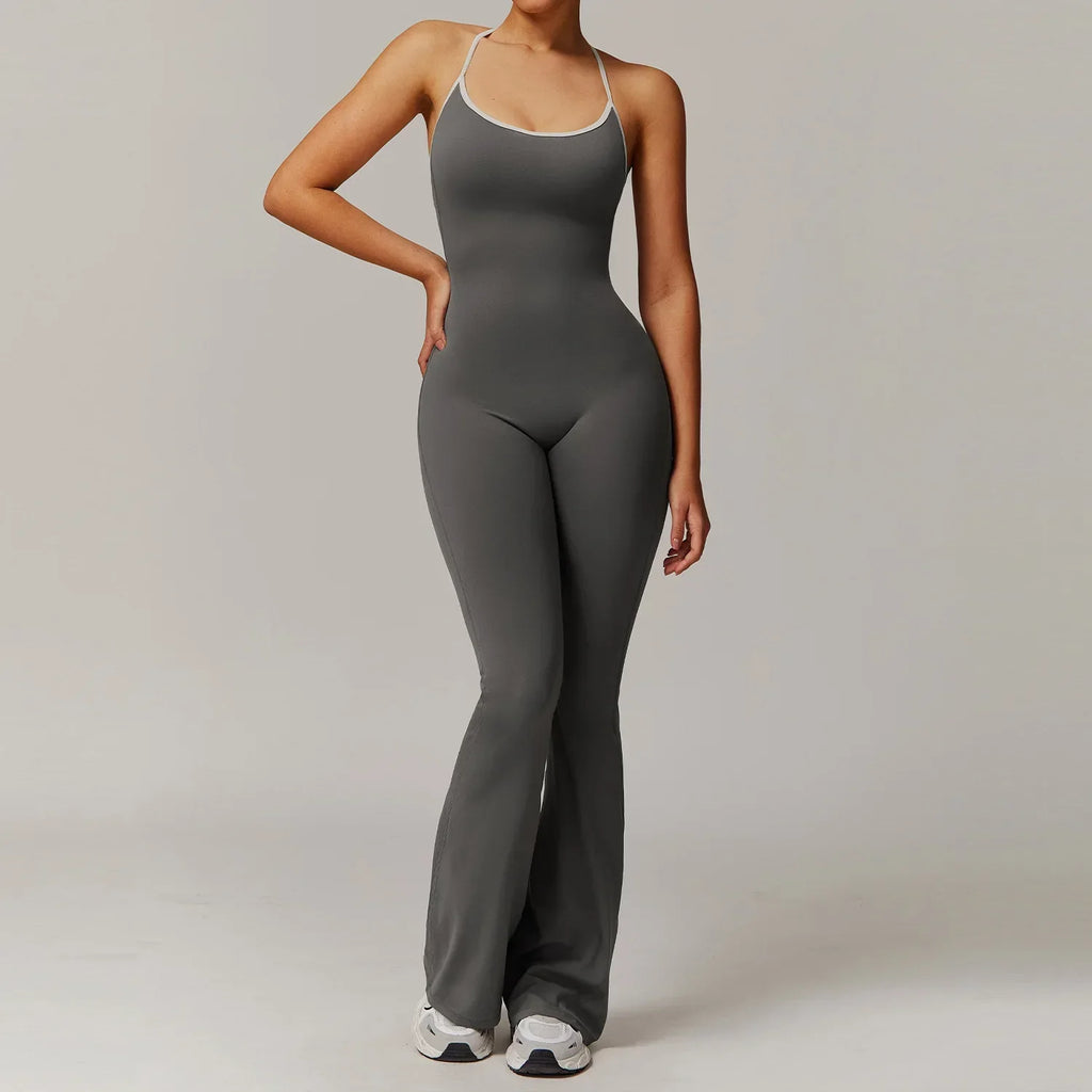 Nude Cross Back Yoga Onesie Pleated Micro Stretch Running Sports Fitness Horn Onesie