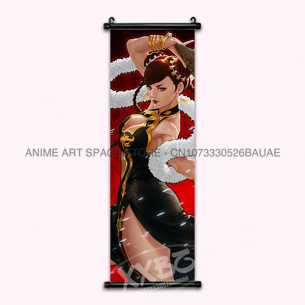 Street Fighter Hanging Painting Fighting Game Wall Artwork Gouken Scrolls Picture Sakura Kasugano Print Canvas Poster Home Decor