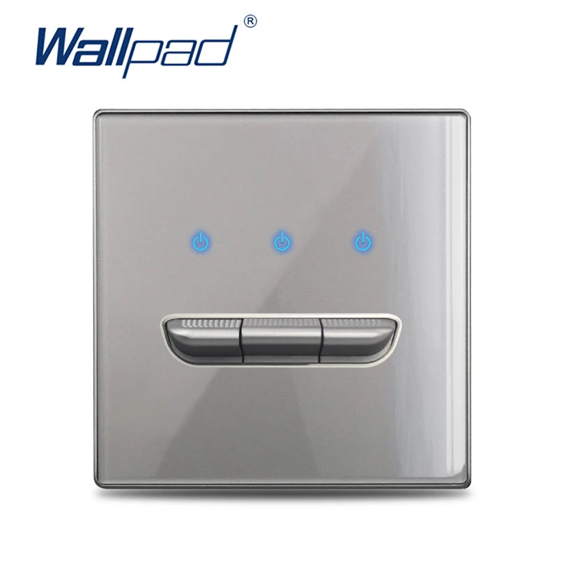 Wall Light Switch Chrome Toggle Press Button Tempered Glass Plate Blue LED Light 1 2 3 4 Gang White Black Gray Gold