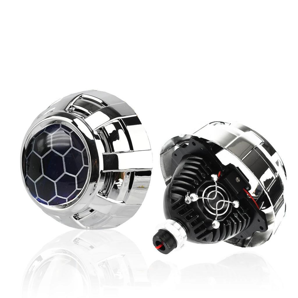 120W 2PCS 3.0 Inch Blue Honeycomb Bi LED Projector Lens Retrofit H1 H4 H7 H11 Universal Car Headlamp Retrofit Styling 6000K