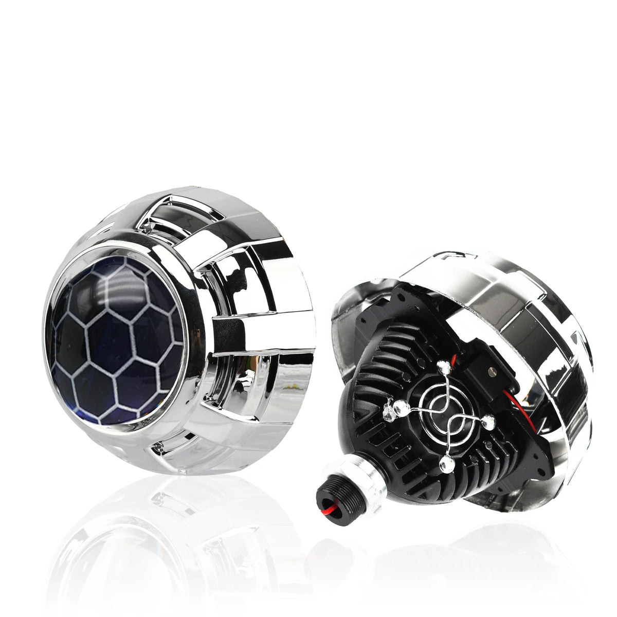 120W 2PCS 3.0 Inch Blue Honeycomb Bi LED Projector Lens Retrofit H1 H4 H7 H11 Universal Car Headlamp Retrofit Styling 6000K
