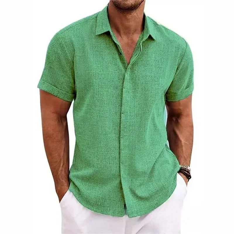 Men's Cotton Linen Short Sleeved Shirt Summer Casual Camisas Harajuku Blusas Mens Shirts Fashion Tops Men Clothing Streetwear