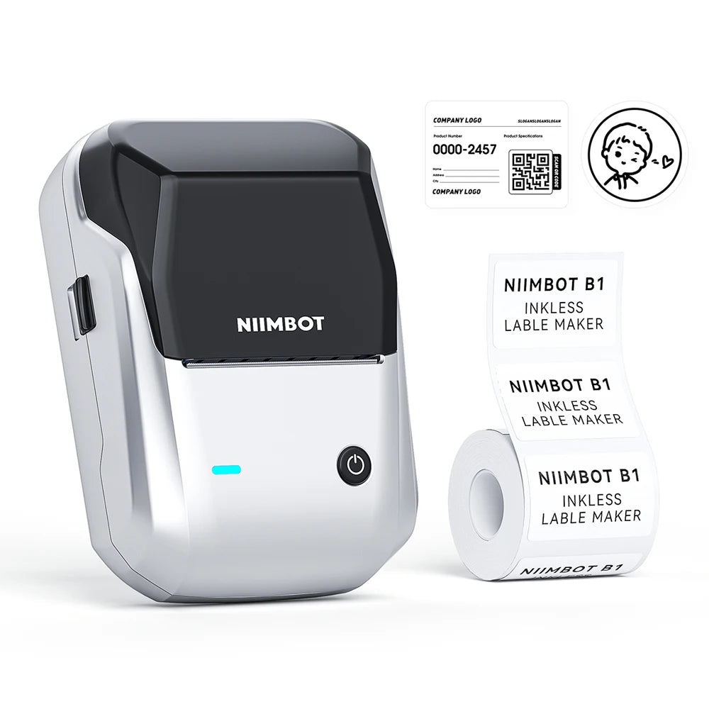 NIIMBOT B1 Portable Thermal Printer With Tapes 2 Inch Adhesive Label Printer Mini Bluetooth Sticker Maker Support Smartphones PC