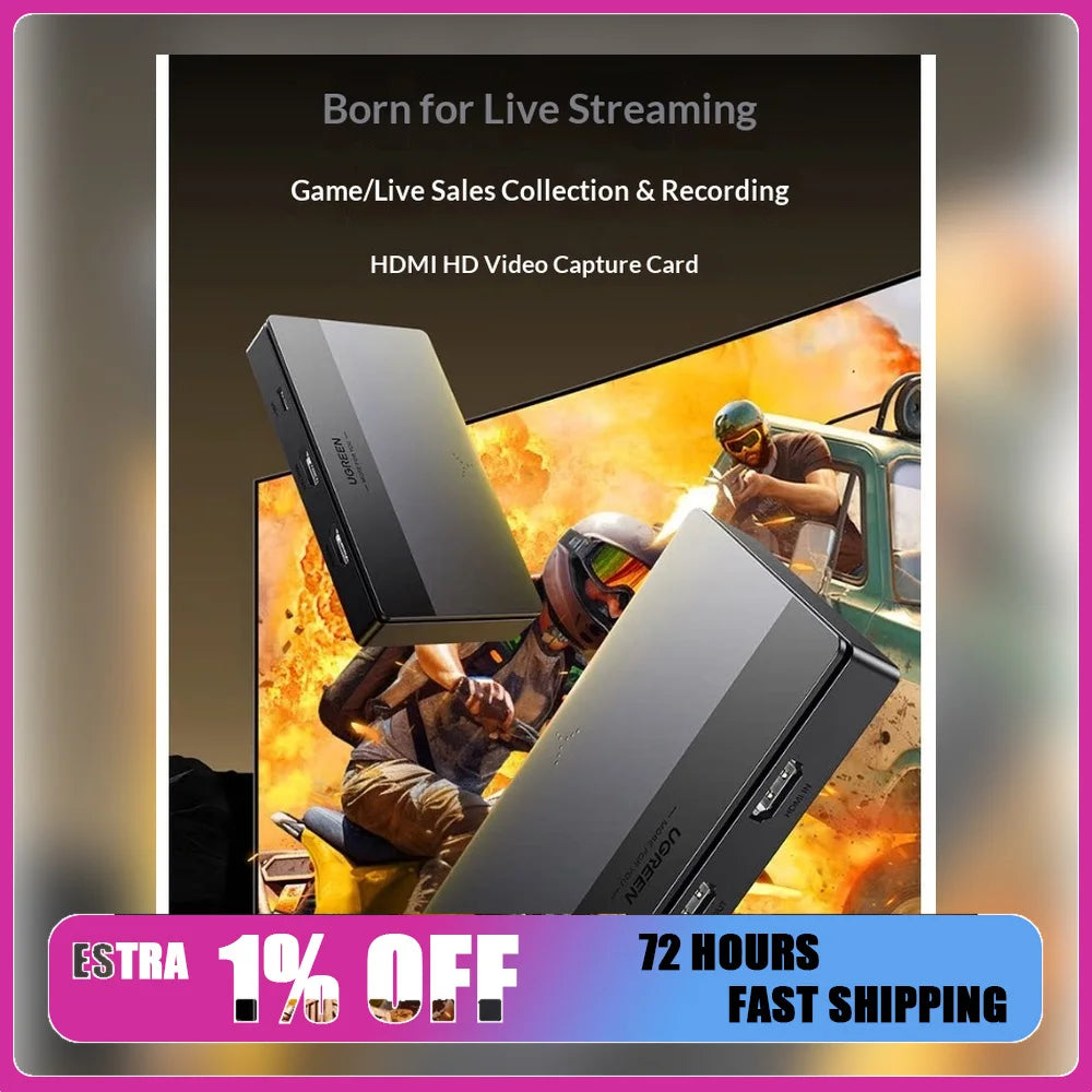 UGREEN CM630 15390 4K 60Hz HDMI Video Capture Card 1080P 60fps USB C Recording Loop Out with Mic Headset