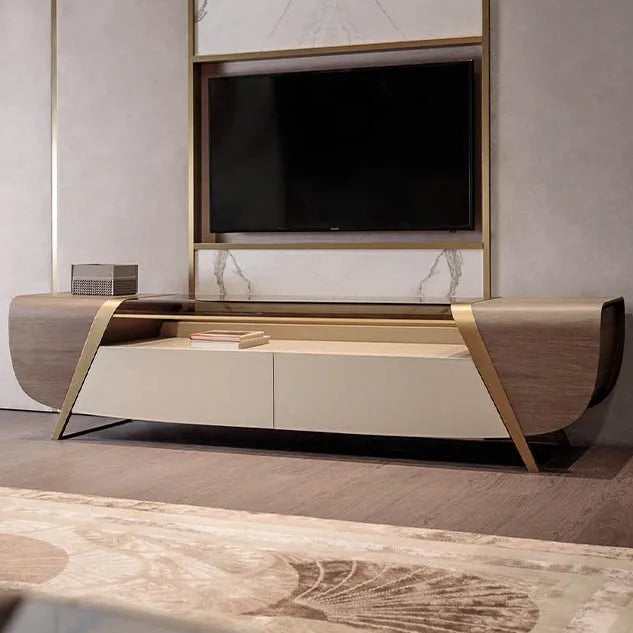 Stainless Steel Italian Merble TV Unit Living Room Furniture TV Stand Wooden Marble Table Modern TV Cabinet