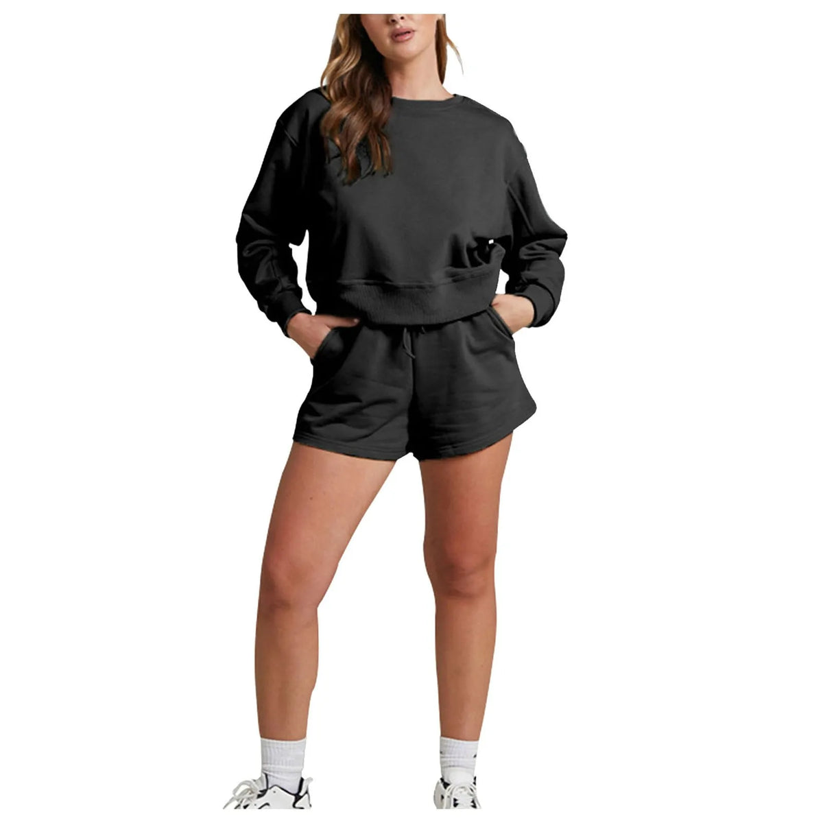 shorts sets women 2 piece outfits Womens Self Cultivation Long Sleeve Casual Hooded Sweatshirt Two Piece костюм женский летний