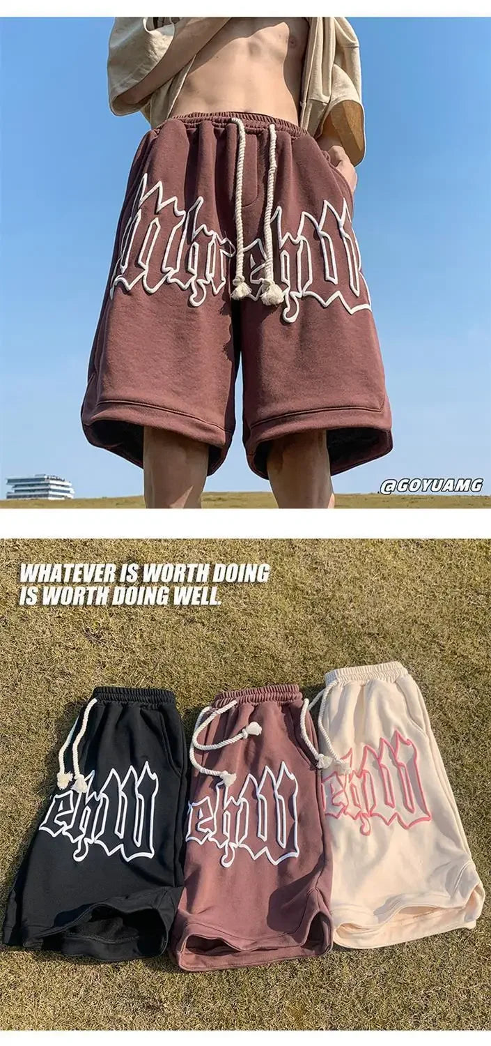 Casual Y2k Summer Women and Men Clothing Goth Letter Pants Harajuku Oversize Sweat Gym Shorts Korean Streetwear Sportswear Short
