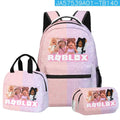 3pcs/Set Game Roblox Cartoon Anime School Bag Lunch Bag Pencil Case Set Student Backpack Birthday Gifts