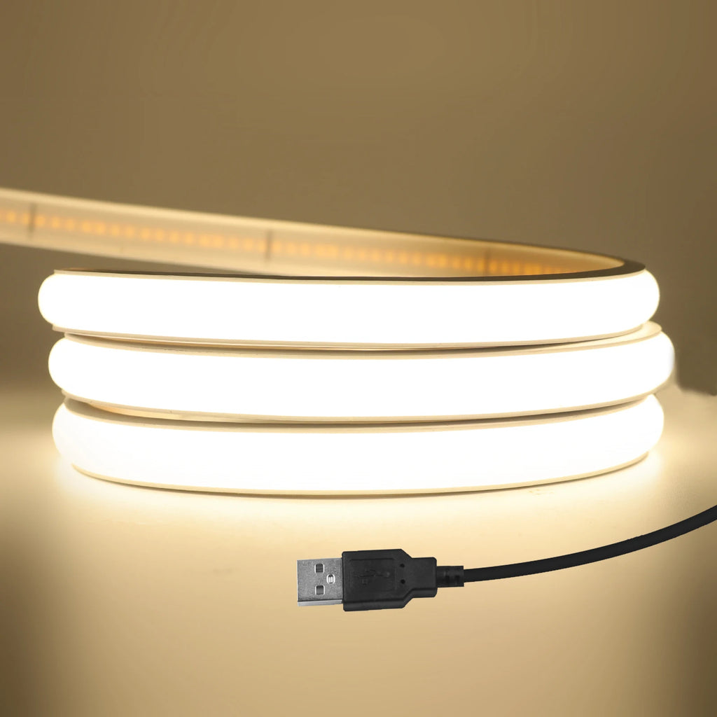 COB Neon LED Strip 5V 320LEDs/m Waterproof Dimmable LED Neon Rope Light Flexible Tape for Kitchen Cabinet Bedroom TV Backlight
