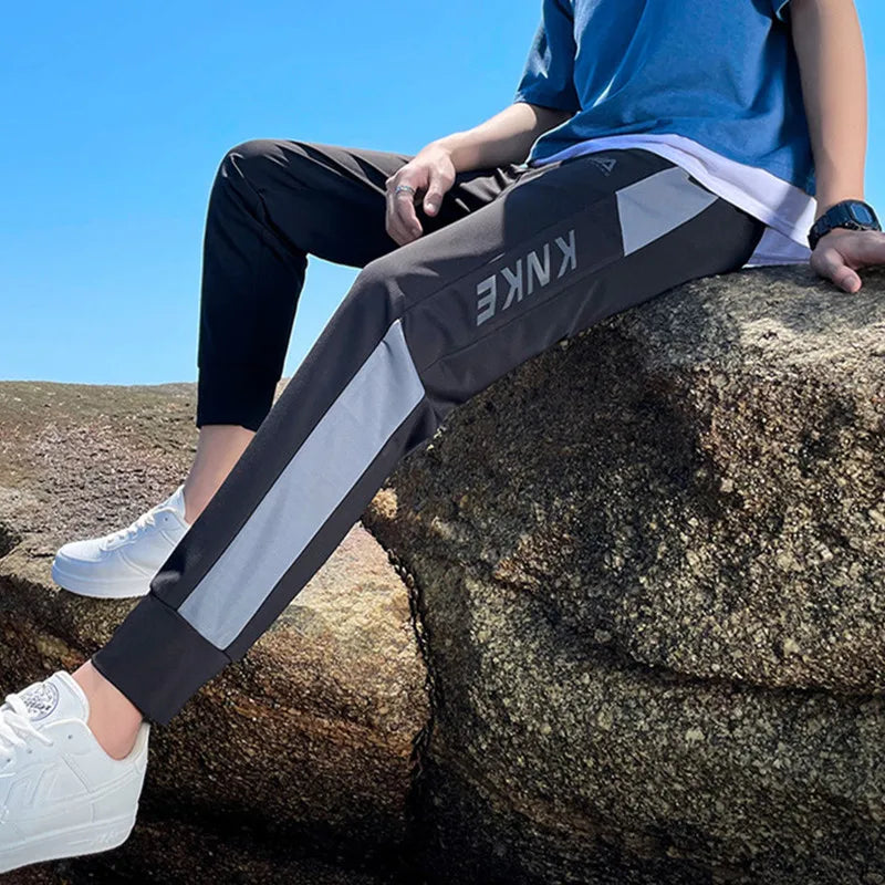 Thin Tall Men Ice Silk Pants Slim Fit Summer Jogger Male Extra Long Length 120cm 190 195 200 Cm 120 2m 200cm 205cm Sport Trouser