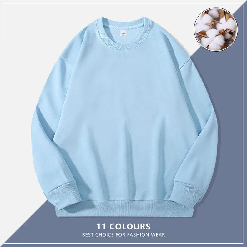 Custom Embroidery Logo Solid Sweatshirts Spring Autumn Warm Sweatshirt High Quality Men Tops Male Brand Hip Hop Pullover