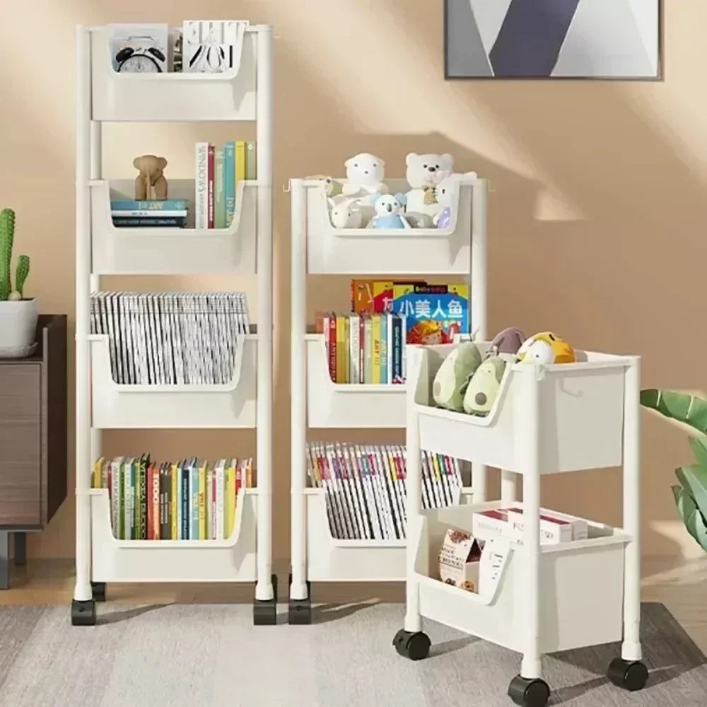 Trolley Bookshelf Kitchen Storage Rack Kitchen Corner Narrow Slit Storage Living Room Cabinet Bathroom Home Organizer Gifts