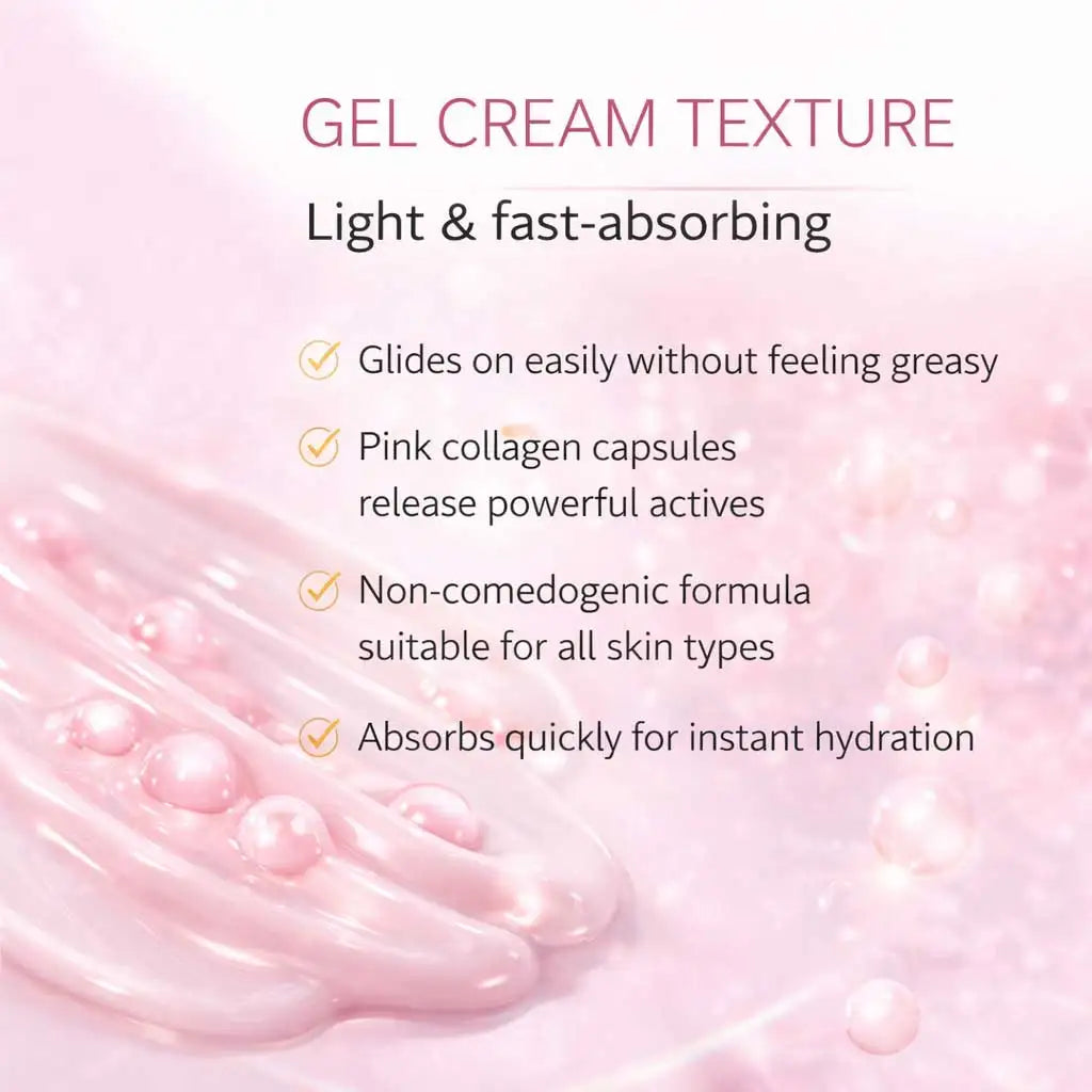 PDRN Pink Collagen Capsule Cream, Lightweight Moisturizing Cream, Niacinamide for Uneven Skin Tone and Texture, Glow Hydration