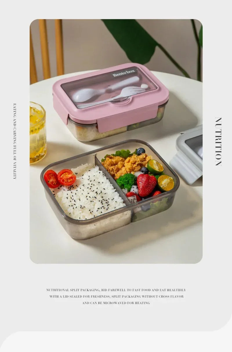 Food-grade Lunch Boxes Home Children's Compartments Bento Box Can Be Heated Microwave Oven Student Rectangle Plastic Lunch Boxes