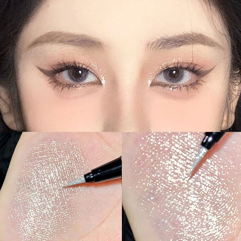 1Pc Glitter Eyeshadow Pen Matte Purple Diamond Eyeliner Pen Waterproof Highlight Brighten Silkworm Makeup Pencil Shiny Eyelids