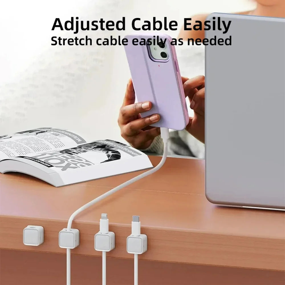 3/6/12PCS Portable Magnetic Cable Clips Cable Protector Desk Tidy Management Clips For Mouse Earphone Wire Organizer Cable Stand