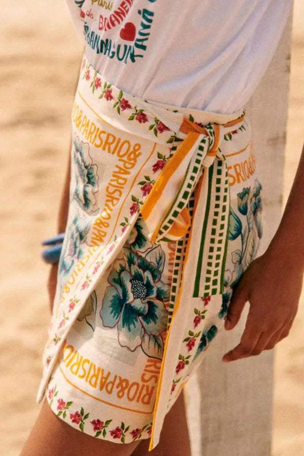 Summer New Fashion Women's Vintage Short Skirts Printed Retro Vacation Style Covering Casual Sexy Elegant Half Skirt Clothing