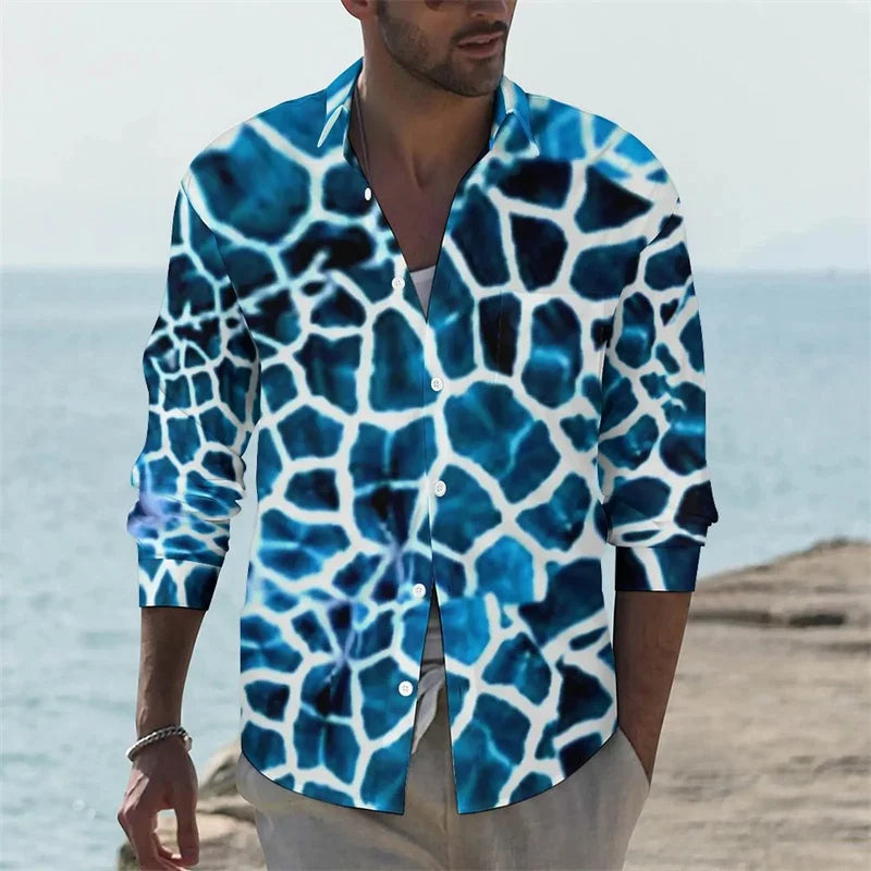 Men's shirt giraffe printed animal shirt autumn casual shirt men's cool shirt long sleeved pattern fun top size XS-6XL