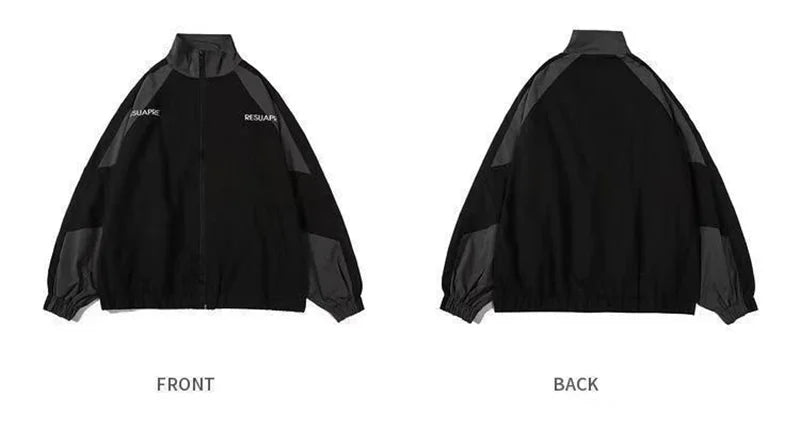 Hip Hop Varsity Jacket Men High Street Patchwork Color Black Windbreaker Coats Women Spring Autumn Thin Fashion College Jackets