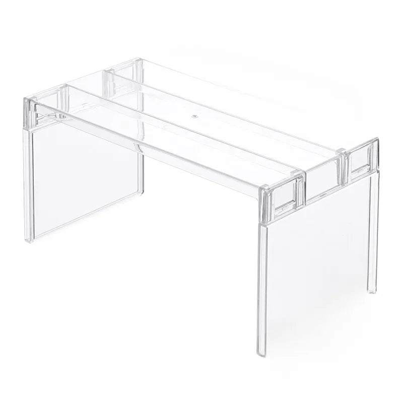 Adjustable Clear Kitchen Cabinet Organizer, Expandable Spice&Plate Storage Rack,Kitchen/Bathroom Divider Organizer for Cabinets